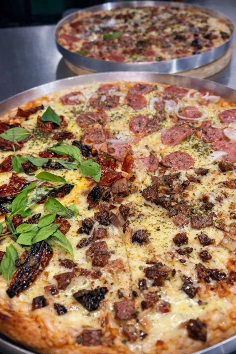 Pizza artesanal saindo para a mesa